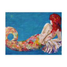 Siren Sister - sjöjungfru collage art