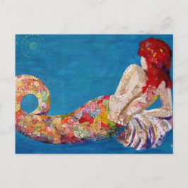 Siren Sister - sjöjungfru collage art Vykort