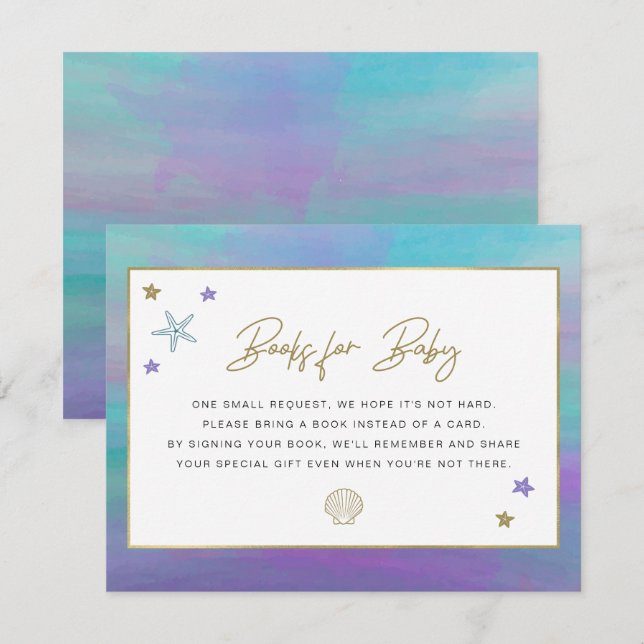 SIREN Sjöjungfru Tropical Beach Bokar for Baby Car Inbjudningar (Fram/baksida)