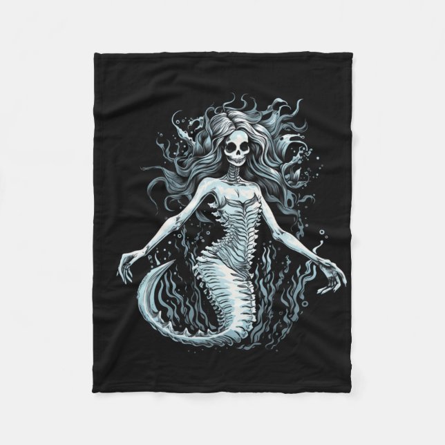 Siren Skeleton Mermaid Skull Tee Women Men Kids Bo Fleecefilt (Framsidan)