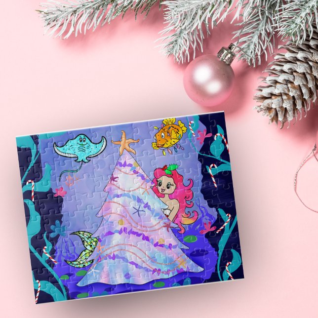 Siren som firar jul i havsgrottan pussel (Skapare uppladdad)