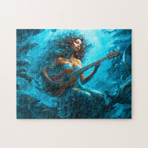 Siren som spelar gitarr under vattnet fantasi måln pussel