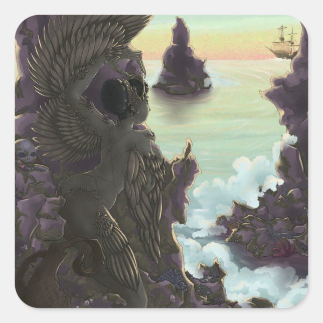 Siren Stones Fyrkantigt Klistermärke (Framsida)