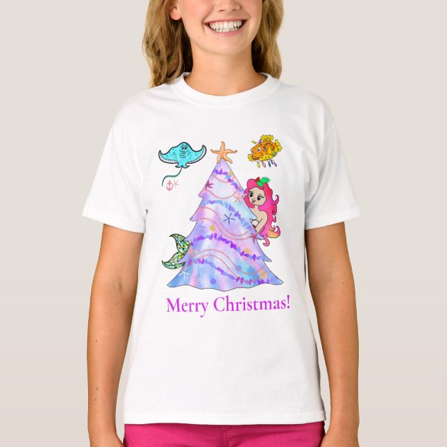 Siren & Vänner Dekorerar Julgran  T Shirt (Framsida)