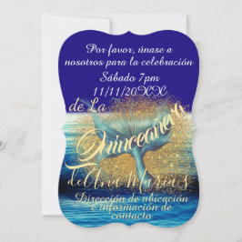 Sirena Cola Stänk Gnistra Quinceañera Celebración Inbjudningar