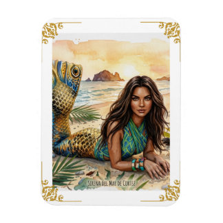Sirena del Mar de Cortez Akvarell Konsttryck Magnet