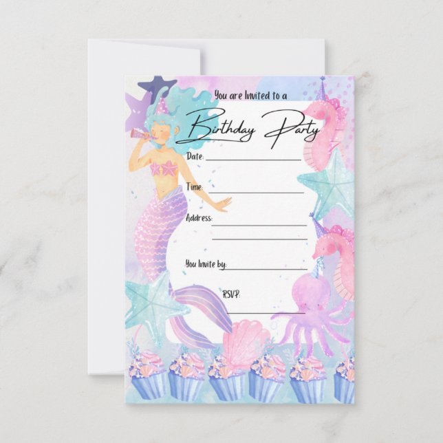 Sirena PARTY INVICATION Inbjudningar (Framsida)