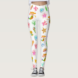 Sirendräkt & Snigelskal Strandtema Vit Leggings