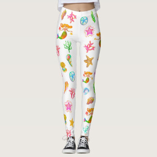 Sirendräkt & Snigelskal Strandtema Vit Leggings