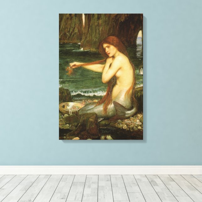 Sirenen av John William Waterhouse Canvastryck (Insitu (trägolv))