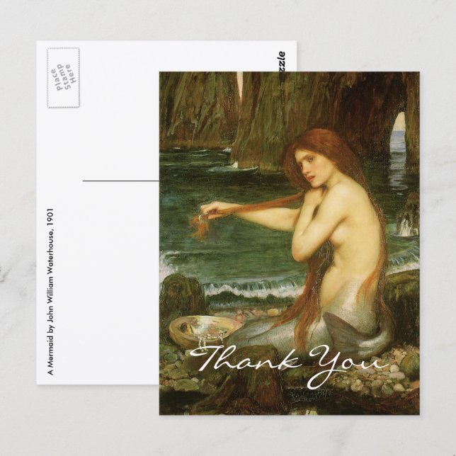 Sirenen av John William Waterhouse Vykort (Fram/baksida)