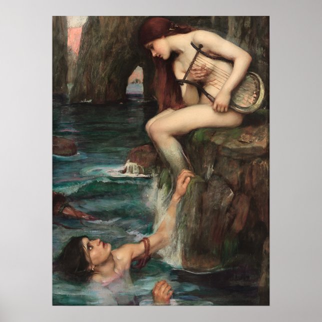 Sirenen John William Waterhouse Konst Poster (Framsidan)