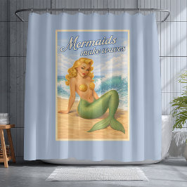 Sirener Skapar Vågor Retro PinUp Kustnära Strand B
