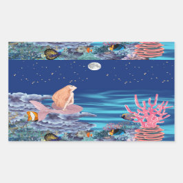 sirenmirando la luna rektangulärt klistermärke