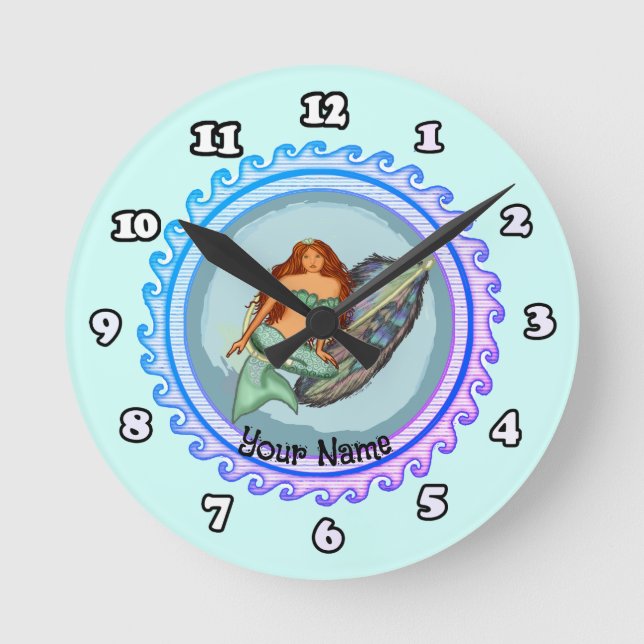 Sirens fiskedrag clock rund klocka (Framsida)