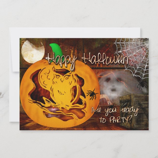 Sirens Haunted Halloween Pumpkin Carving Inbjudningar (Framsida)