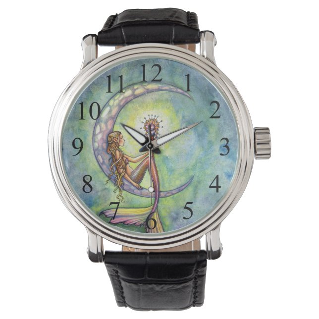 Sirens Måne Fantasykonst Armbandsur (Framsida)