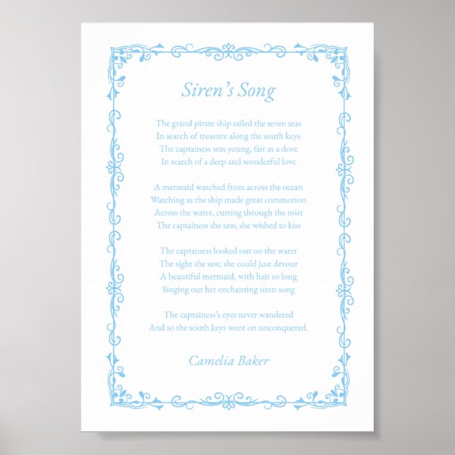 Siren's Song Poem Print Poster (Framsidan)