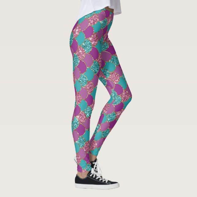 Sirenstrumpor - Glitter Yoga & Båtkläder Leggings (Höger)