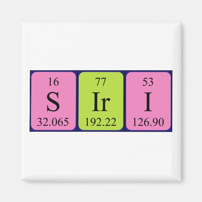 Siri Periodisk bord namn magnet (Framsidan)
