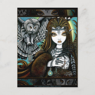 Sirin Uggla Goddess Tribal Tattoo Fae Postcard Vykort
