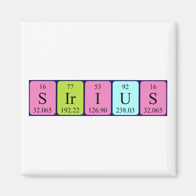 Sirius periodiskt återkommande bord namn magnet 1 (Framsidan)