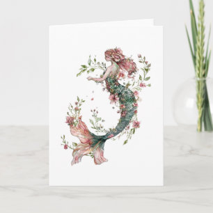 Sirlig Mermaid-blommig vykort – Romantisk