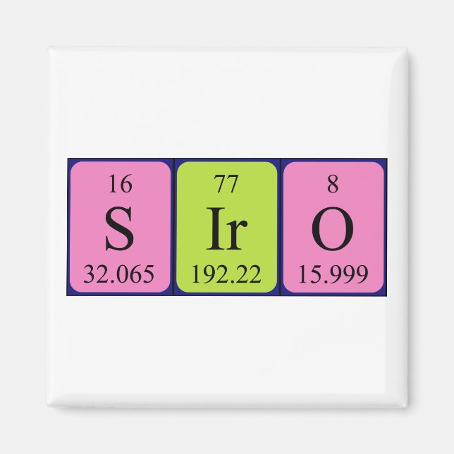 Siro Periodisk bord namn magnet (Framsidan)
