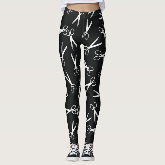 Sisch Mönster Silver & Black Leggings (Framsida)