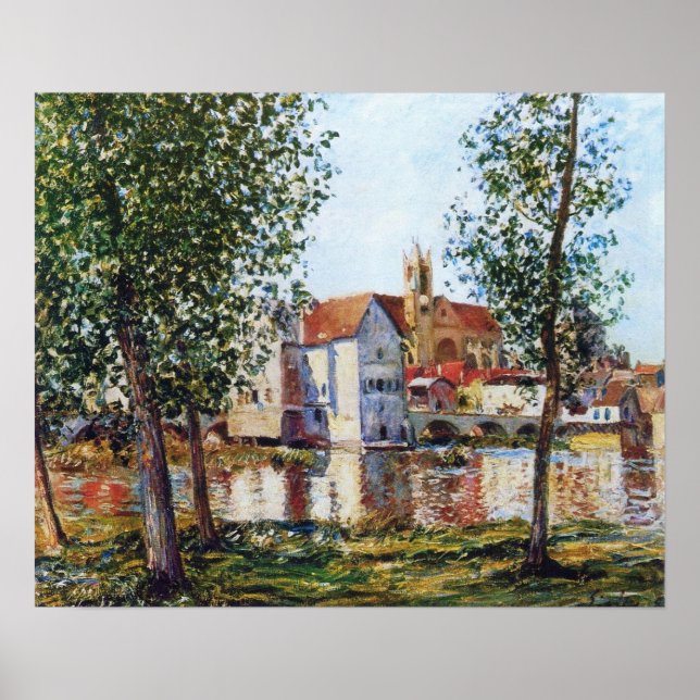 Sisley - Moret-Sur-Loing på morgonen Sol 1888 Poster (Framsidan)