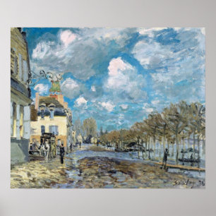 Sisley - översvämning i hamn-Marly 1876 Poster