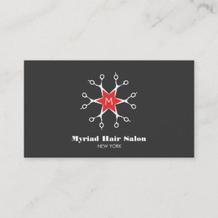 Sissor Hair Stylist Hair Salon Black Monogram Visitkort