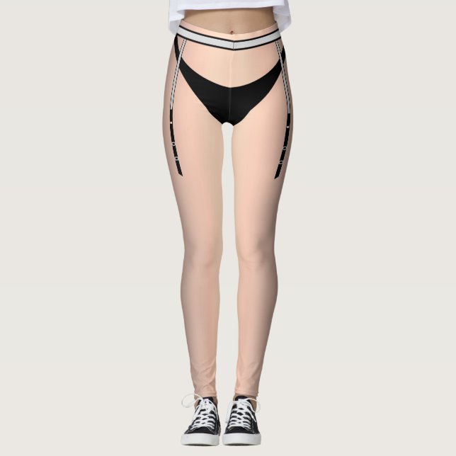 Sissy Garter Lingerie Chastity Cover Leggings (Framsida)