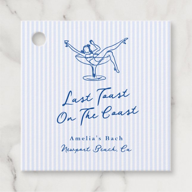 Sist-blå Hand plockade-gisten på Kusten Gåvor Etiketter (Framsida)