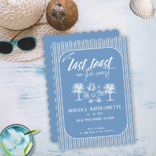 Sist i skål på kusten Blue Bachelorette-partiet Inbjudningar