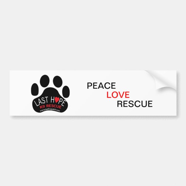 Sist räddingbildekal PeaceLoveRescue för hopp K9 Bildekal (Framsidan)