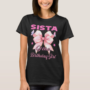 Sista birthday girl matchande coquette rosa rosett t shirt