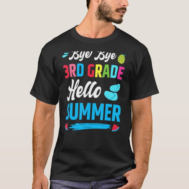 Sista dagen av skolan Hej då, 3:e Klass Hej Sommar T Shirt (Framsida)