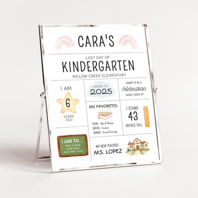 Sista dagen för Kindergarten-signalen i skolan Poster (Kindergarten Last Day of School Sign)