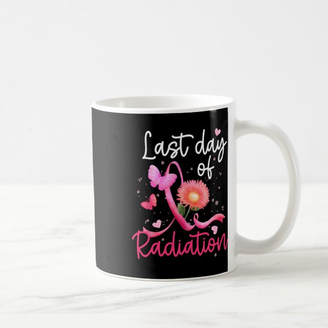 Sista dagen för strålning Blommigt Hjärtbröstcance Kaffemugg (Höger)