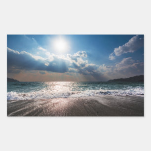 Sista dagen i stranden rektangulärt klistermärke