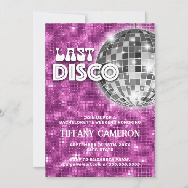 Sista Disco 70-tal Retro Sjungmö Weekend Inbjudningar (Framsida)