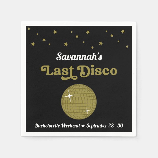 Sista Disco Brud Syster Bröllopsfest Groovy Retro Pappersservett (Framsidan)