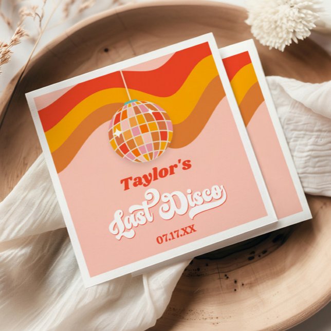 Sista Disco Retro 70-Talets Möhippa Helgparty Pappersservett (Skapare uppladdad)