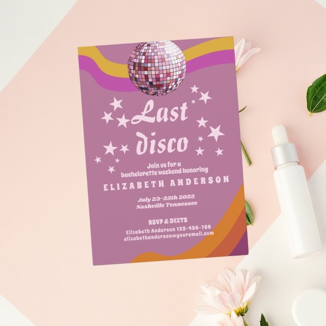 Sista Disco Retro 70-tals Henparty-helg Inbjudningar (Skapare uppladdad)
