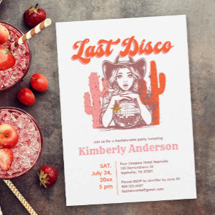 Sista Disco Retro Chic Cowgirl Sjungmöfest  Inbjudningar