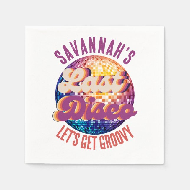Sista Disco Retro Sängkammarbrud Brudtärnor Pappersservett (Framsidan)