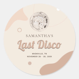 Sista Disco Retro Sängkammarweekendfest Runt Klistermärke