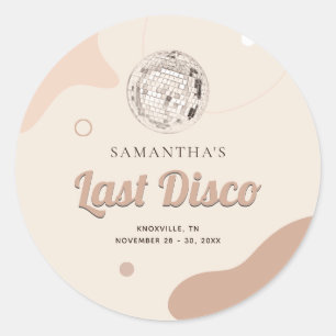 Sista Disco Retro Sängkammarweekendfest Runt Klistermärke