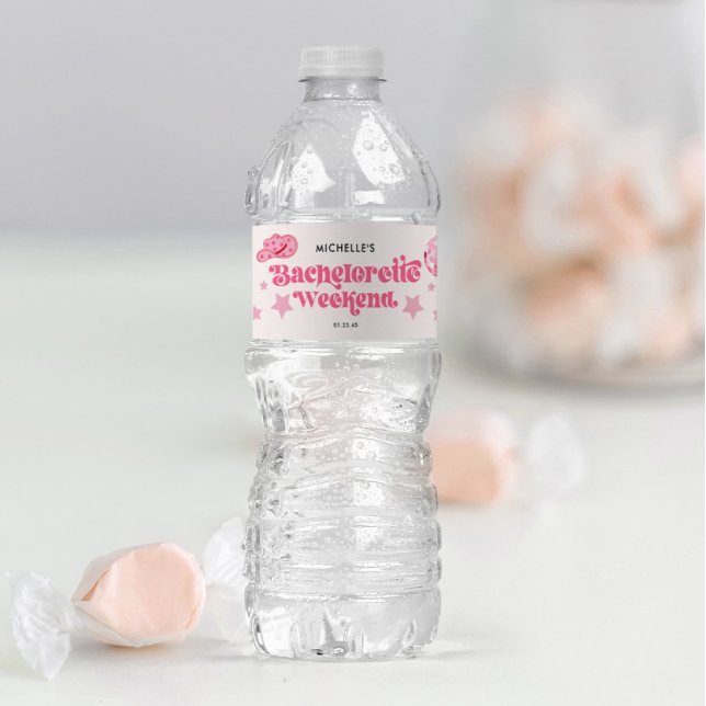 Sista Disco Rodeo Bachelorette Party Vattenflaska Etikett (Water Bottle Label)